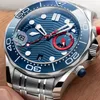 Watchmen Automatic Mechanical Movement Watches 44mm Chronograph Watches Mineral Crystal 316l Rostfritt stål Strip Montre de Luxe Fashion Watch