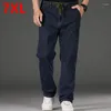 Men's Jeans Spring Wide Leg Men Straight Black Big Trousers Elastic Waist Plus Size 44 42 40