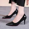 Pompes Classic Black Stiletto Talons Pumps Femmes 2024 Patent Cuir Patent Chaussures Femme plus taille 43 Toes pointues Chaussures High Heels