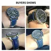 Bracelets de montre Blue Angel 23mm Bracelet de montre anti-allergie pour Air Eagle Cowhide Véritable Accessoires en cuir Pli Boucle Sangle
