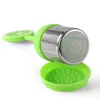 TEA INFUSER SILICONE HANDLA STUTLESSSTÅLT TEALT TEA STORER DRIP TRAY INCLUDATION EXTRA FINE MESH TEA BALL FÖR LÖST Blad eller örtte