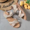 Sandales pour femmes, couleur unie, élégantes, bride à la cheville, plateforme, semelle souple, bandes croisées, chaussures de plage à talons bas