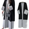 Roupas étnicas Dubai Abaya Ramadan Mulheres Muçulmanas Elegante Vestido Turquia Robe Eid Árabe Feminino Modesto Médio Oriente Conjuntos Islâmico Preto Cinza