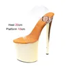 Chaussures de robe Plate-forme galvanisée Mode Femmes Pompes Transparent 20cm / 8 pouces Super High Talons Sandales d'été Discothèque Pole Dancing H240325