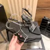 2024 Designer Sandaler pekade höga klackar Fashion Rhinestone Single Shoes 10cm Mid-heel Women's Sandals Black Wedding Soce Dust Bag 35-40