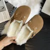 Slippers 2022 Winter Women's Ferm Fur Fur Farm Warm-Slippers Faux Sued Cork Slippers For Women Fashion Cork Shoes Cork Ladies Girls