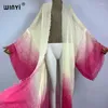 KIMONO Summer Gradient Color Beach Stroje dla kobiet pokrywka długa płaszcz Elegancki Africa Maxi Sukienka Boho Beachwear