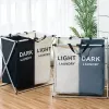 Foldable Dirty Laundry Basket Organizer X-shape Printed Collapsible Three Grid Home Laundry Hamper Sorter Laundry Basket Large T200115