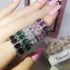 2023 Nieuwe Collectie Mode Groen Zwart Roze Sier Kleur Eternity Band Wedding Ring Voor Vrouwen Party Gift Sieraden Z13