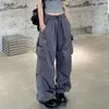 Pantaloni da donna Streetwear Hip Hop Cargo Tasche moda donna Pantaloni larghi oversize Estate Bf Coreano a vita alta Gamba larga