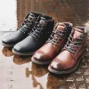 Stivali Fashion Retry Ankle Leather Men stivali Hightop Side Stuffi Black Brown Black Classic Stivali Desert Outdoor Scarpe autunnali