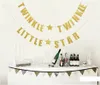 Decoração de festa glitter ouro prata letra twinkle pequena estrela padrão papel banners bandeiras para aniversário chá de bebê guirlanda