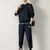 Tracksuits masculinos homens lounge conjunto casual waffle textura moletom terno com cintura elástica jogger calças soltas esporte para outono inverno