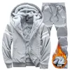 Fleece Männer Winter Set Mode Lässige Dicken Sweatshirt Hosen Sportswear Anzug Männer Winter Warme Mit Kapuze Oberbekleidung Anzug 240311