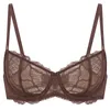 Bras Dobreva Women's Balconetteプッシュアップブラジャーセクシーレースプラスサイズ透明な透明な透明な薄手のアンダーワイヤー