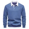 Camisa polo masculina suéter manga comprida slim fit pulôver de malha com decote em v bloco colorido lapela gola moletom leve