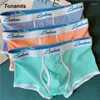 Underpants 3Pcs Mens Boxer Shorts Thread Cotton Men Underwear Fashion Mid-Waist Men's Panties Soft Youth Teenagers Man