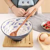 Cucchiai 1/2/4 pezzi lunghi in legno stile coreano per cucinare la zuppa mescolando agitare 10,9 pollici manico in legno naturale utensili da cucina rotondi
