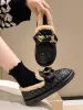 Flats Loafers Fur Casual Woman Shoe Slipon AllMatch Round Toe Shallow Mouth Winter Slip On Comfortable New Moccasin SlipOn Rubber B