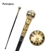 Gouden Zwarte Luxe Ronde Handvat Mode Wandelstok voor Feest Decoratieve Wandelstok Elegante Crosier Knop Wandelstok 93cm 240314