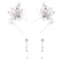 Haarspangen Garn Perlen Blume Tiara Haarnadel Ohrringe Set Hochzeit Braut Kopfschmuck Stirnband Für Frauen Kopf Braut Stück Kopfbedeckung