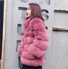 2022 Autunno e inverno nuovo cappotto da donna in pelliccia sintetica colletto rialzato donna slim di media lunghezza in volpe