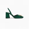 Brand Heels Green 832 Sexy Sandals Rhinestone High Heel Slingback Women Spring Summer Female Pumps Stiletto Single Shoes 5