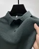 High-end ice silk elastic Polo shirt summer T-shirt trend Breathable mens clothing Business short sleeve luxury top 240305