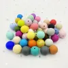 Colliers 500 pièces perles rondes en silicone pour bébé, chaîne de sucette, fabrication de perles DIY, collier à mâcher pour bébé, jouets de dentition, anneau de dentition de qualité alimentaire sans BPA