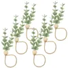 Mantel 12 PCS Boho Artificial Hoja de eucalipto Cuentas de madera Comedor Decoración Cuerda Servilletero Anillo El