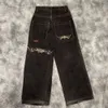 JNCO Y2K Streetwear Men Vêtements Baggy Jeans Hip Hop High Quality Broidered Pattern Black Jeans Femmes Goth Wide Leg Winter01 198