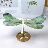 Estatuetas decorativas naturais fynchenite asas de libélula escultura em cristal artesanato com pedras preciosas para meninas presente de aniversário decorações 1 par