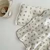 4 camadas vintage floral cobertor do bebê para o verão nascido flor musselina cobertores infantil verão nap capa cesta cobertor folha 240313