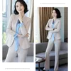 Women's Two Piece Pants Fashion Small Suit Women Professional Set Slim Ladies Business Executive Tooling Clothes Spring Autumn