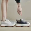 캐주얼 신발 클래식 여성 플랫폼 운동화 솔리드 레이스 업 야외 걷기 신발화 테니 Zapatos de Mujer