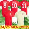 2024 25 País de Gales Futebol Jerseys Bale Wilson Allen Ramsey World National Team Cup Rodon Vokes Home Camisa de Futebol de Manga Curta Adulto Uniformes Fãs Versão do Jogador