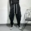 Pantaloni da uomo Owen Seak Uomo Casual Harem High Street Wear Lunghezza Cargo Abbigliamento Pantaloni sportivi Primavera Nero