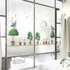 Window Stickers Privacy Windows Film Decorative Potted Plants Stained Glass No Glue Static Cling Frosted For Home