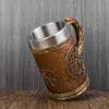 Canecas Nordic Árvore da Vida Viking Caneca Portátil Copo de Cerveja de Aço Inoxidável Criativo Estilo Retro Arte Escultura Bebidas Água 600ml