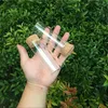 Flaskor 15 stycken Glass Teströr med korkpropp Rensa platta minikburkar för labparti gynnar godis kryddor pärlor