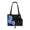 Shopping Bags Blue Flower Dog Purse Carrier With Pocket And Safety Tether Soft-Sided Small For Pet Outdoor Tote Bag