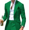 Kostiumy pour hommes kołnierz menu garnitury zielone szczupłe blezery kurtki spodni 2pcs przyczynowy biznes ślubna noszenie 240227