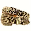 Bälten Fashionabla Leopard Print midjebältet Rhinestone Belt Y2K Style Belt för män