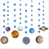 Decoración de fiesta Sistema Solar Banner Planeta Guirnaldas Estrella Papel Galaxia Espacio Exterior Bandera Niños Dormitorio Suministros de Cumpleaños