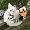 Chicken Sitting on Fence Decor Garden Statues for Fences Rooster Wall Art Yard Sculptures Farm Patio Lawn Decoration 240314