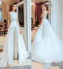 Satin jumpsuit Wedding Dresses Bridal Gowns 2021 with Overskirt Bride Reception Beach Garden Women Pant Suits Vestido De Noiva1142340