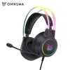 Cuffie ONIKUMA RGB Cuffie Gamer PC Cuffie da gioco PS4 con microfono flessibile HD Cuffie da 3,5 mm per giochi per computer Xbox PS5 Switch