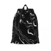 Mochila Marble Art Preto Masculino Escola Estudante Feminino Grande Capacidade Laptop