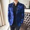 Heren Blazer Mode Herfst Winter Kleding Mannelijke Jasje Afdrukken Casual Slim Fit Fancy Party Zanger Blazer Jas S-5XL 240309