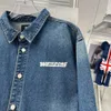 New WE11DONE VIRZ Letter Denim Coat Women's Fashion Brand WELLDONE Loose Slimming Flip Collar Shirt